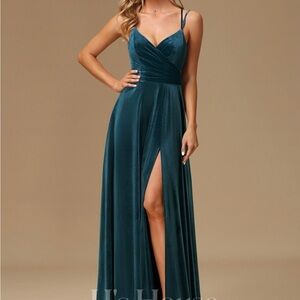 NEW A-line V-Neck Floor-Length Velvet Bridesmaid Dress